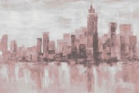 Misty Day in Manhattan Pink Gray Framed Print