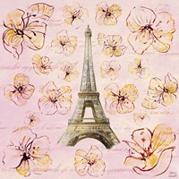 Golden Paris on Floral I Framed Print
