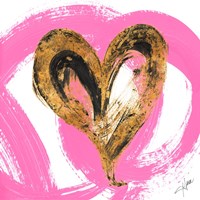 Pink & Gold Heart Strokes I Framed Print
