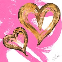 Pink & Gold Heart Strokes II Framed Print