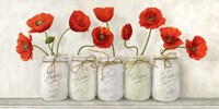 Red Poppies in Mason Jars Framed Print