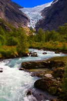 Norway Briksdal Glacier And River Framed Print