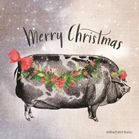 Vintage Christmas Be Merry Pig Framed Print