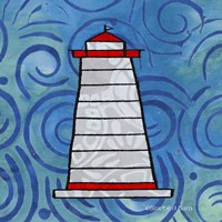 Whimsy Coastal Conch Lighthouse Framed Print