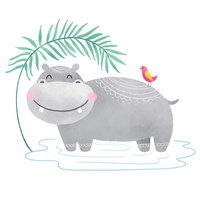Playful Pals- Hippo Framed Print