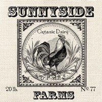Farmhouse Grain Sack Label Rooster Framed Print