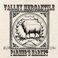 Farmhouse Grain Sack Label Sheep Framed Print