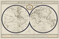 Torkingtons World Map with Indigo Framed Print