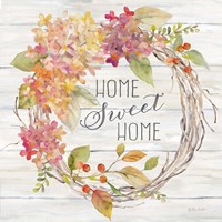 Farmhouse Hydrangea Wreath Spice I Home Framed Print