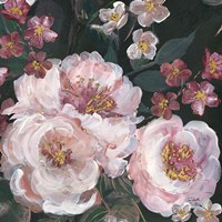 Romantic Moody Florals on Black II Framed Print