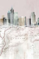 Blushing Manhattan Map I Framed Print