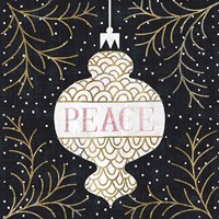 Jolly Holiday Ornaments Peace Metallic Framed Print