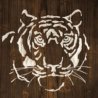 White Tiger on Dark Wood Framed Print