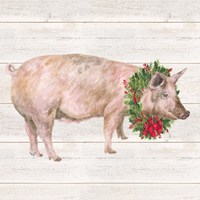 Christmas on the Farm IV Pig Framed Print