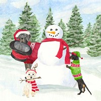 Dog Days of Christmas I Building Snowman Framed Print