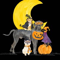 Fright Night Friends II Dog with Pumpkin Framed Print