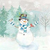 Let it Snow Blue Snowman I Framed Print