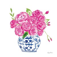 Chinoiserie Roses on White II Framed Print