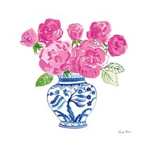 Chinoiserie Roses on White I Framed Print