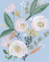 Spring Bouquet on Blue II Framed Print