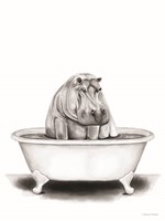Hippo in Tub Framed Print