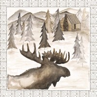 Moose w/ Border Framed Print