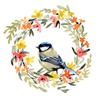 Springtime Wreath & Bird II Framed Print