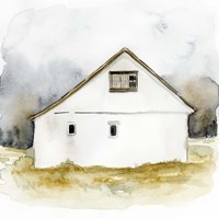 White Barn Watercolor I Framed Print