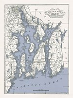 Narragansett Bay Map II Framed Print