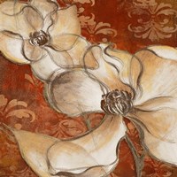 Whispering Magnolia on Red II Framed Print