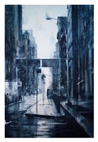 Lower Broadway, rain Fine Art Print