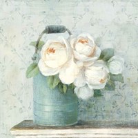 June Roses I White Blue Crop Framed Print