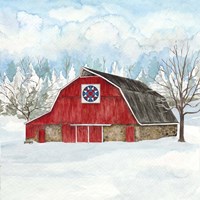 Winter Barn Quilt IV Framed Print