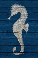 Antique Seahorse on Blue II Framed Print