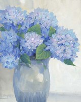Blue Hydrangeas in Vase I Framed Print