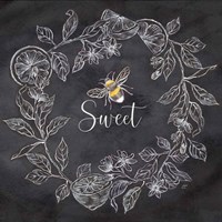 Bee Sentiment Wreath Black IV-Sweet Framed Print