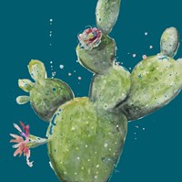 Natural Desert Cactus On Blue I Framed Print