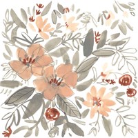Peach & Rust Blooms I Framed Print