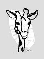 Inked Safari Leaves III-Giraffe 1 Framed Print