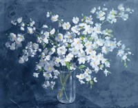Fresh White Bouquet Dark Blue Framed Print