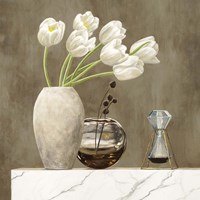 Floral Setting on White Marble I Framed Print