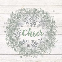 Frosty Cheer Sage Silver Framed Print