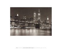 Over the Brooklyn Bridge at Night Fine Art Print