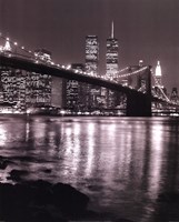 Night View Brooklyn Bridge and Skyline Fine Art Print