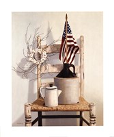 Chair With Jug And Flag Framed Print