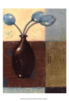 Ebony Vase with Blue Tulips II Fine Art Print