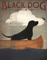 Black Dog Canoe Framed Print