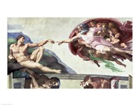Sistine Chapel Ceiling (1508-12): The Creation of Adam, 1511-12 Framed Print