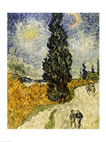 Road with Cypresses, 1890 Framed Print