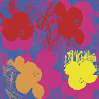 Flowers, 1970 (red, yellow, orange on blue) Fine Art Print